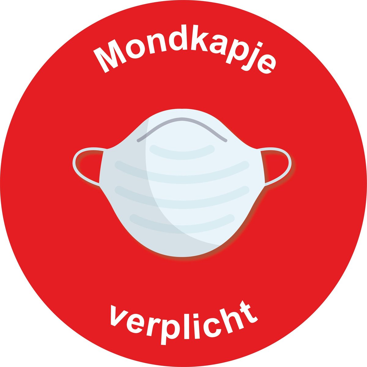 Sticker mondkapje verplicht Rood ø15cm| Corona Sticker | Stickertoko.nl